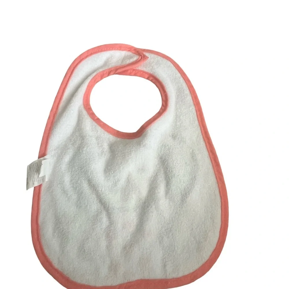 Bundle of Baby Girl Bibs. 5 Pair. Clothe colorful Pink, White and Blue.